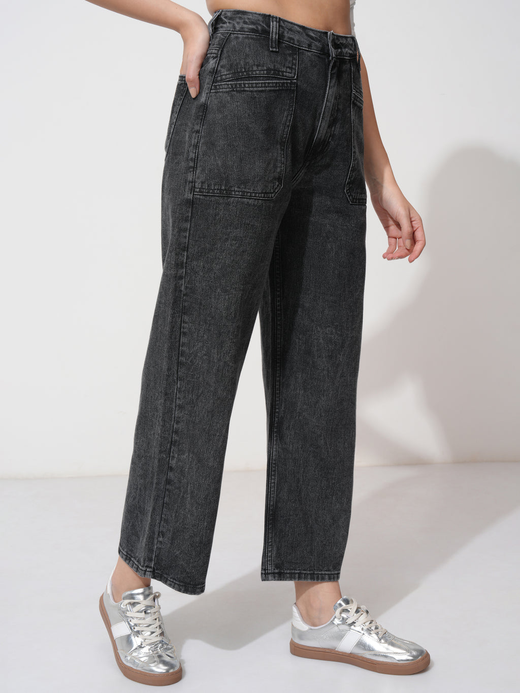 Tokyo Talkies Women Grey Straight Fit Stretchable Jeans - Grey - Image 6