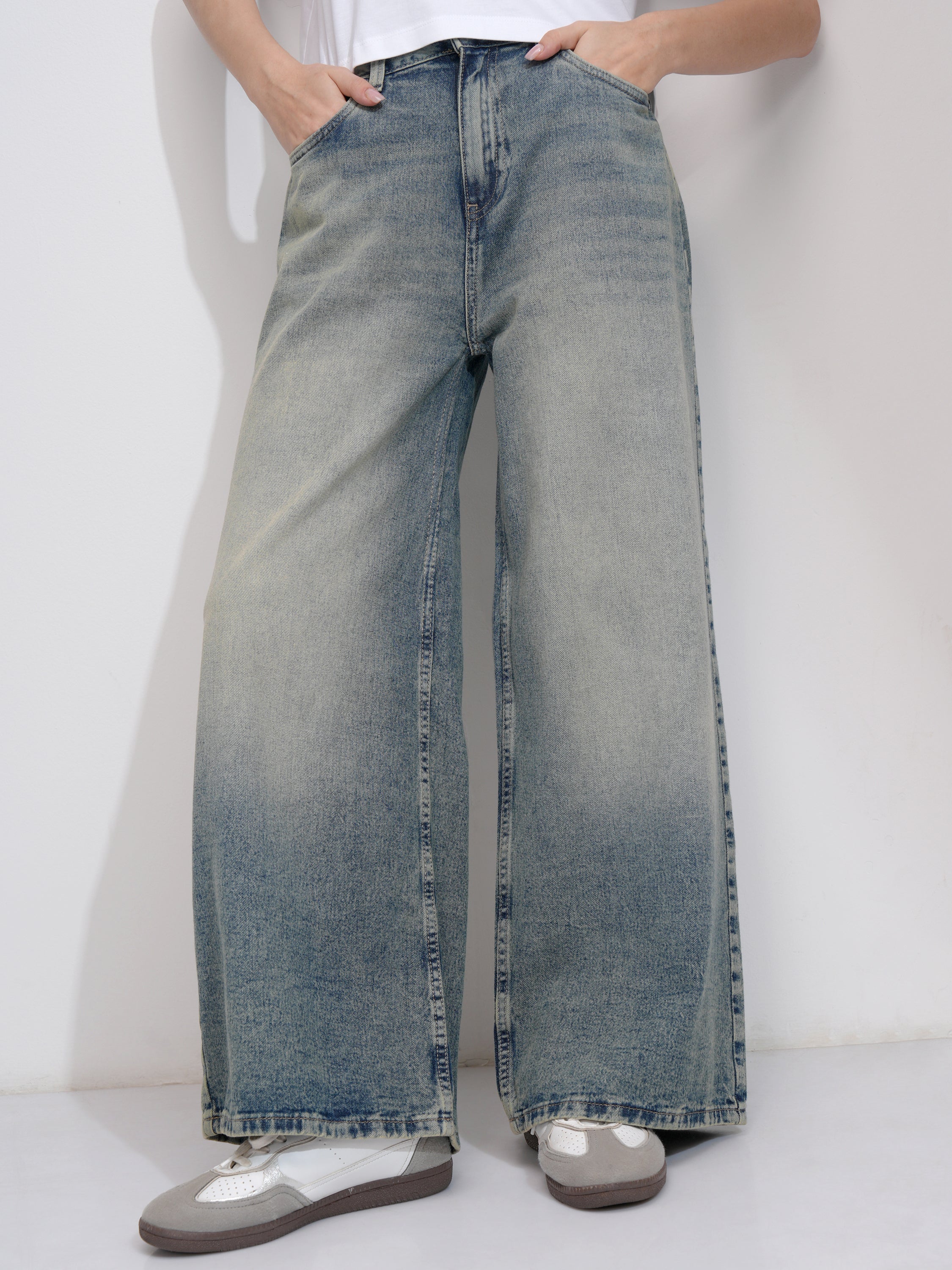 Tokyo Talkies Women Blue Baggy Jeans - Blue - Image 1