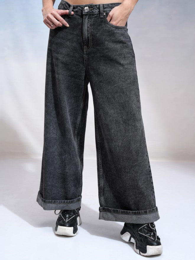 Tokyo Talkies Women Grey Baggy Stretchable Jeans - Grey - Image 1