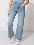 Tokyo Talkies Women Blue Wide Leg Stretchable Jeans - Blue - Image 1