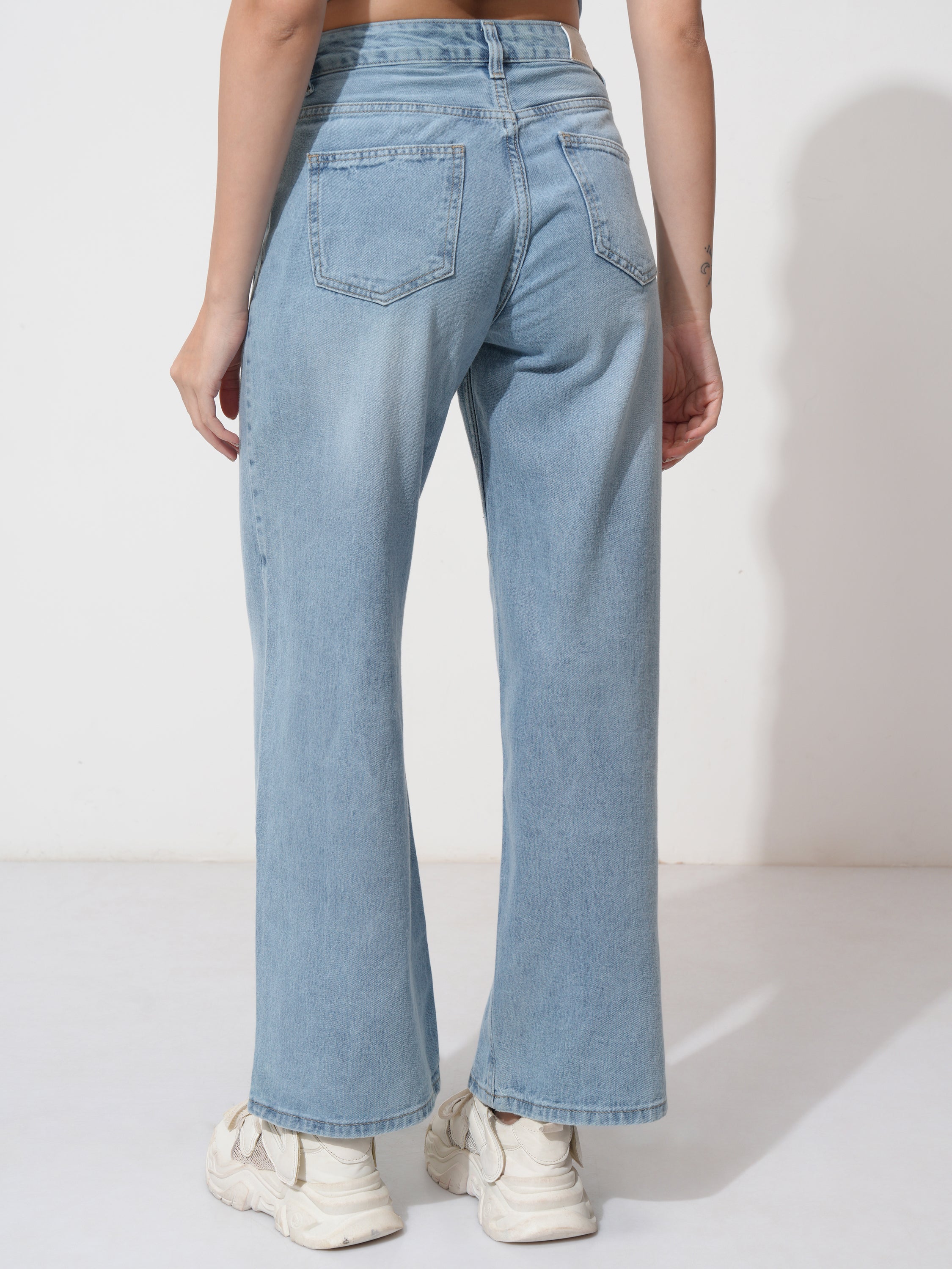 Tokyo Talkies Women Blue Wide Leg Stretchable Jeans - Blue - Image 3