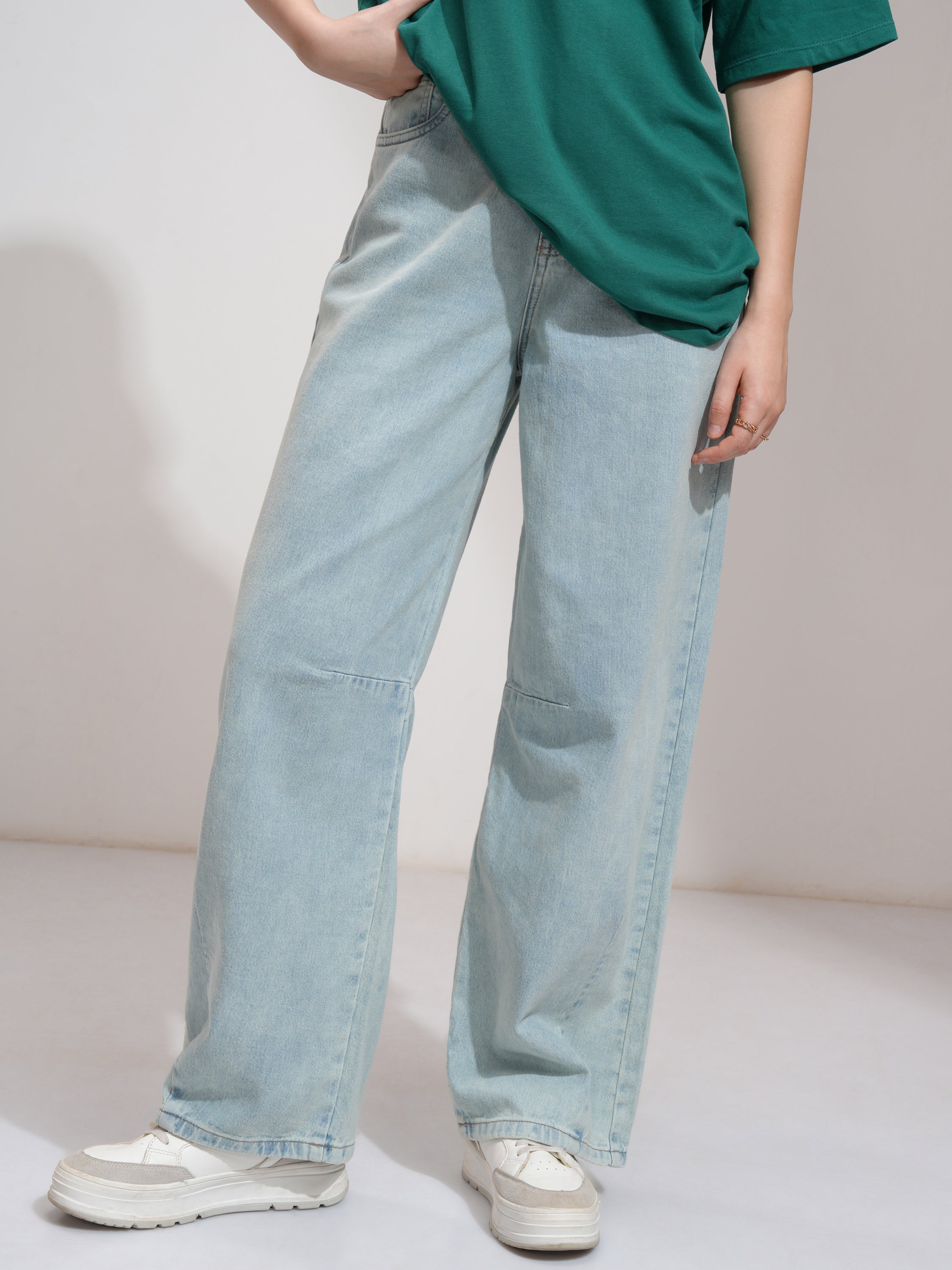 Tokyo Talkies Women Blue Baggy Jeans - Blue - Image 1