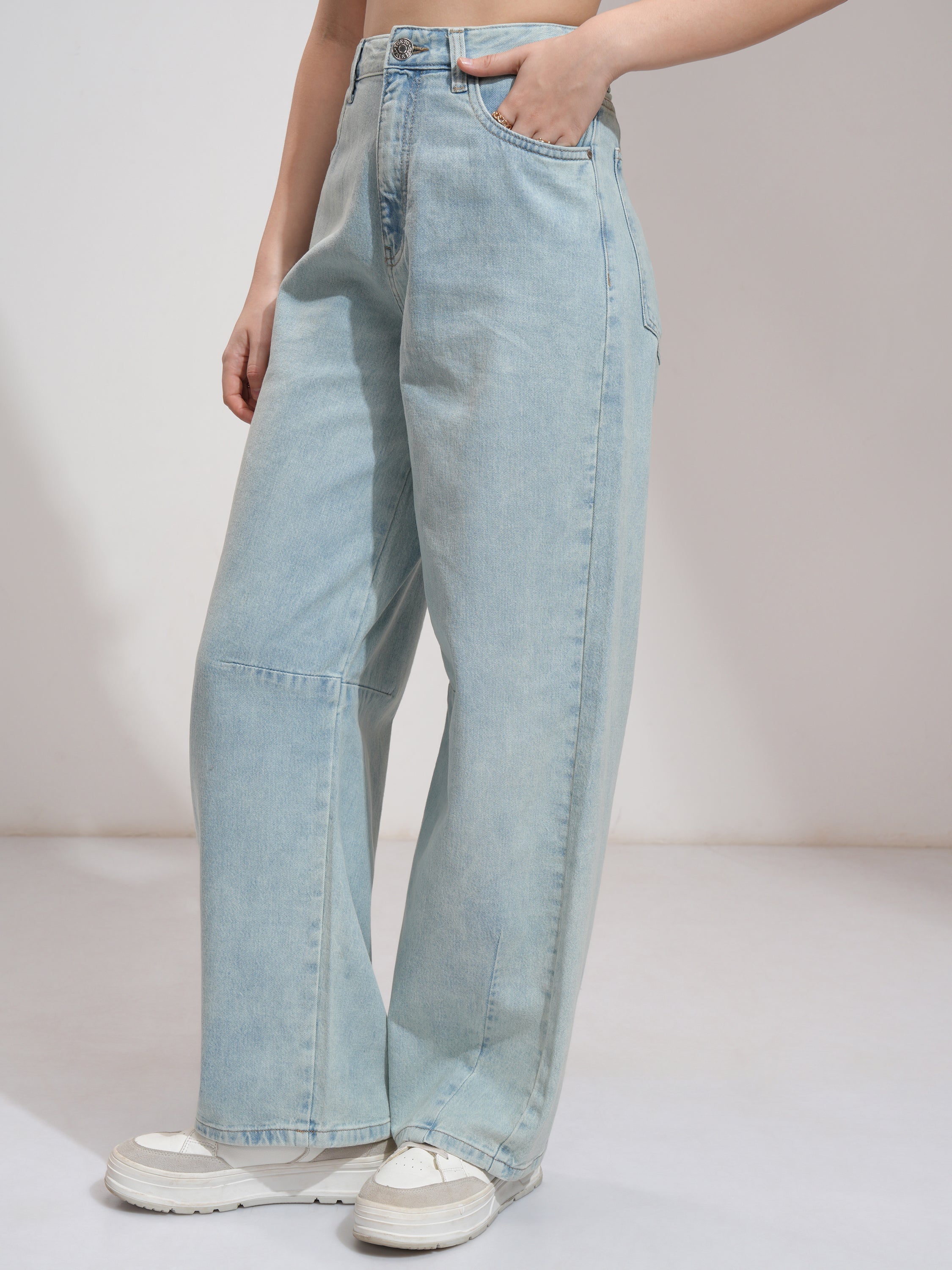 Tokyo Talkies Women Blue Baggy Jeans - Blue - Image 4