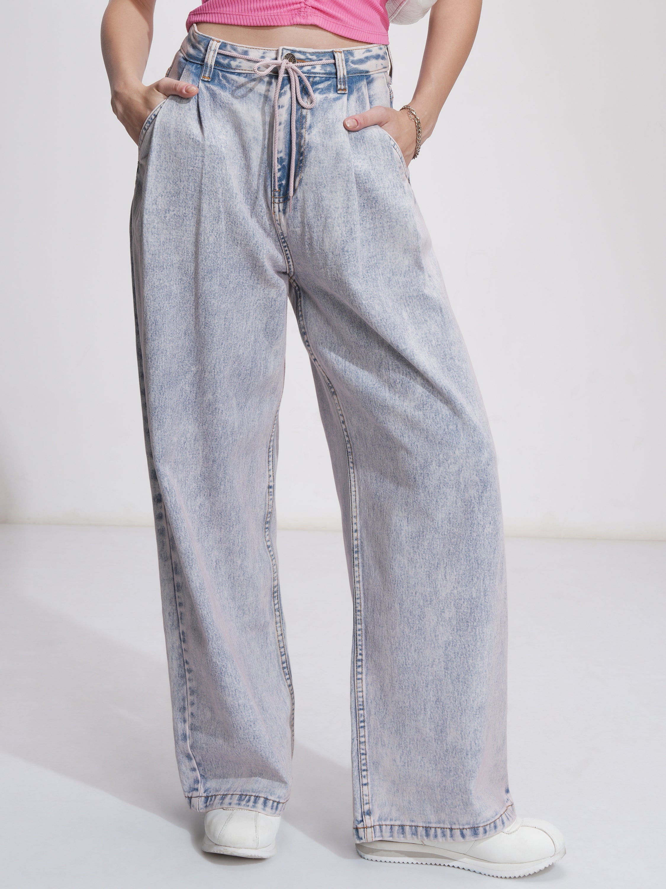 Tokyo Talkies Women Blue Baggy Stretchable Jeans - Blue - Image 1