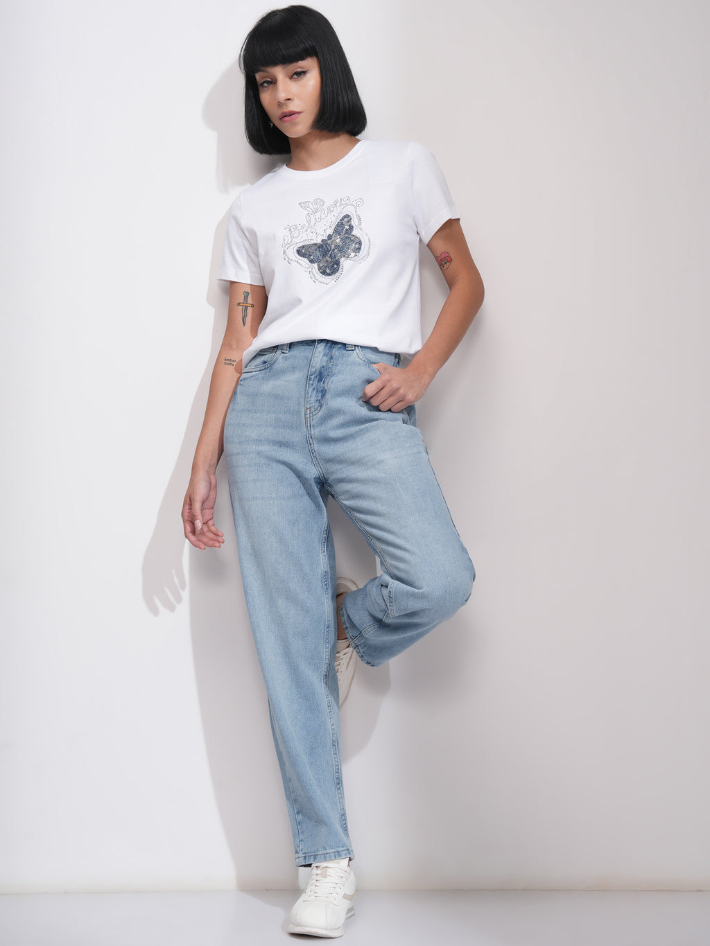 Tokyo Talkies Women Blue Mom Fit Stretchable Jeans - Blue - Image 2