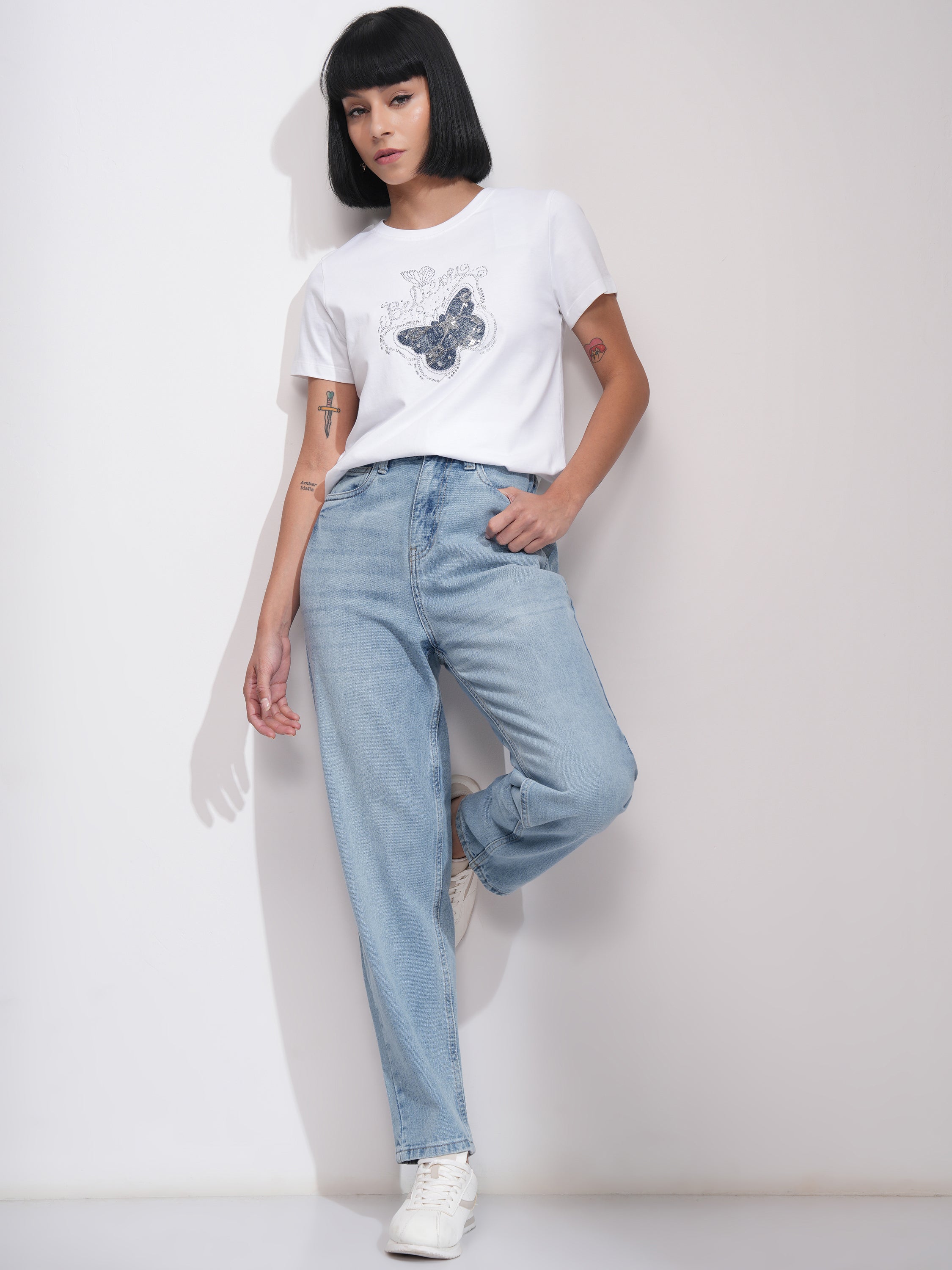 Tokyo Talkies Women Blue Mom Fit Stretchable Jeans - Blue - Image 2