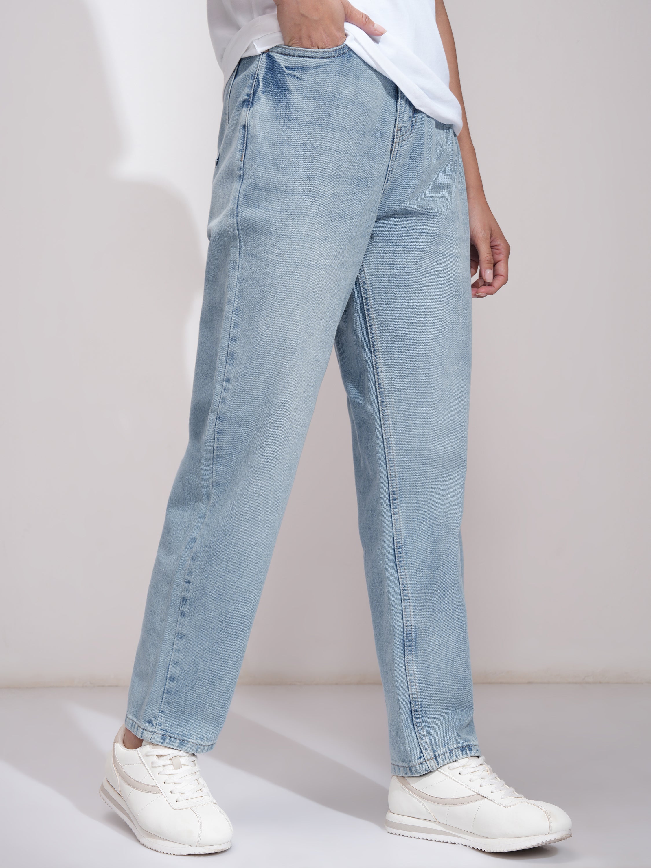 Tokyo Talkies Women Blue Mom Fit Stretchable Jeans - Blue - Image 6