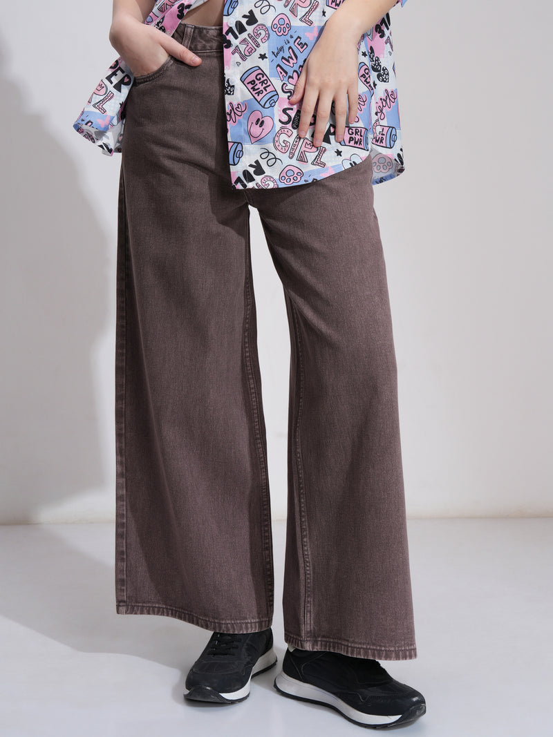 Tokyo Talkies Women Mauve Flared Stretchable Jeans - Mauve - Image 1