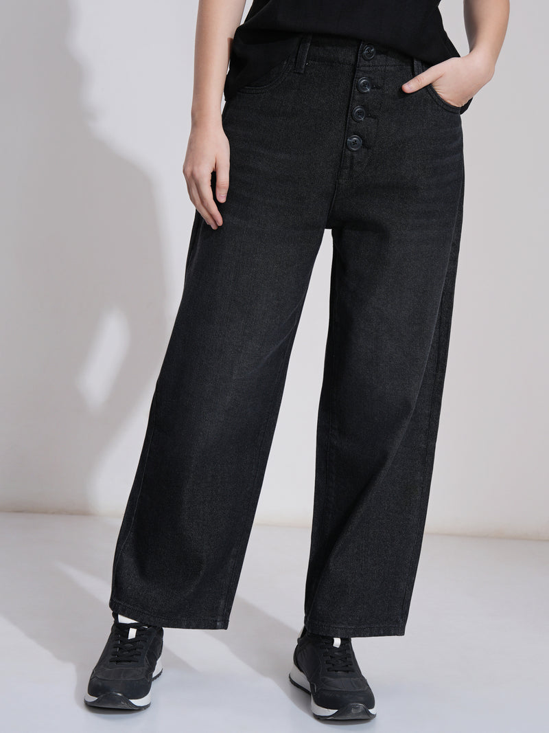 Tokyo Talkies Women Black Flared Stretchable Jeans - Black - Image 1