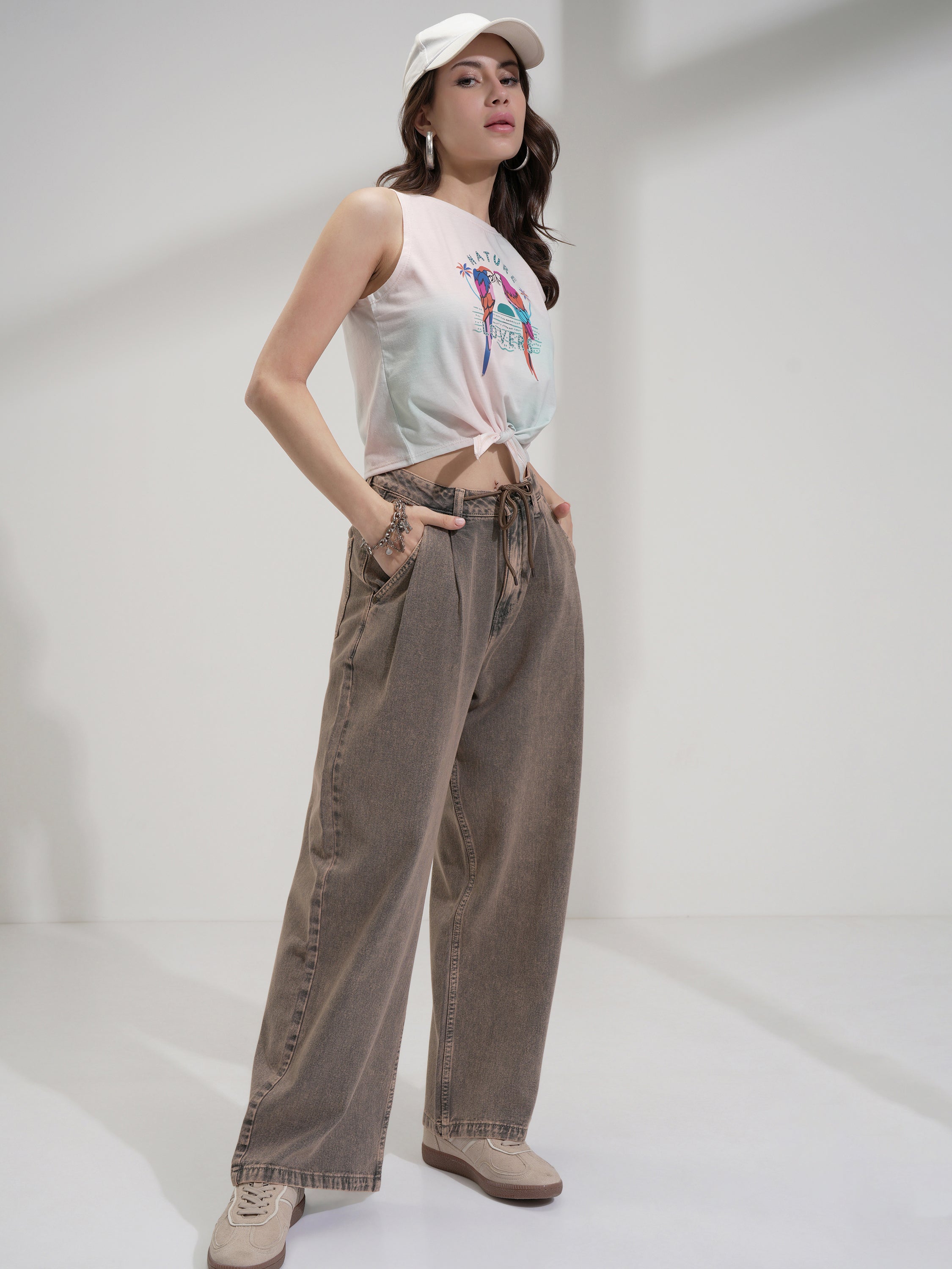 Tokyo Talkies Women Grey Baggy Stretchable Jeans - Grey - Image 2