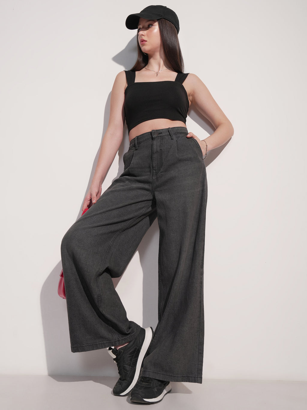 Tokyo Talkies Women Grey Wide Leg Jeans - Grey - Image 2