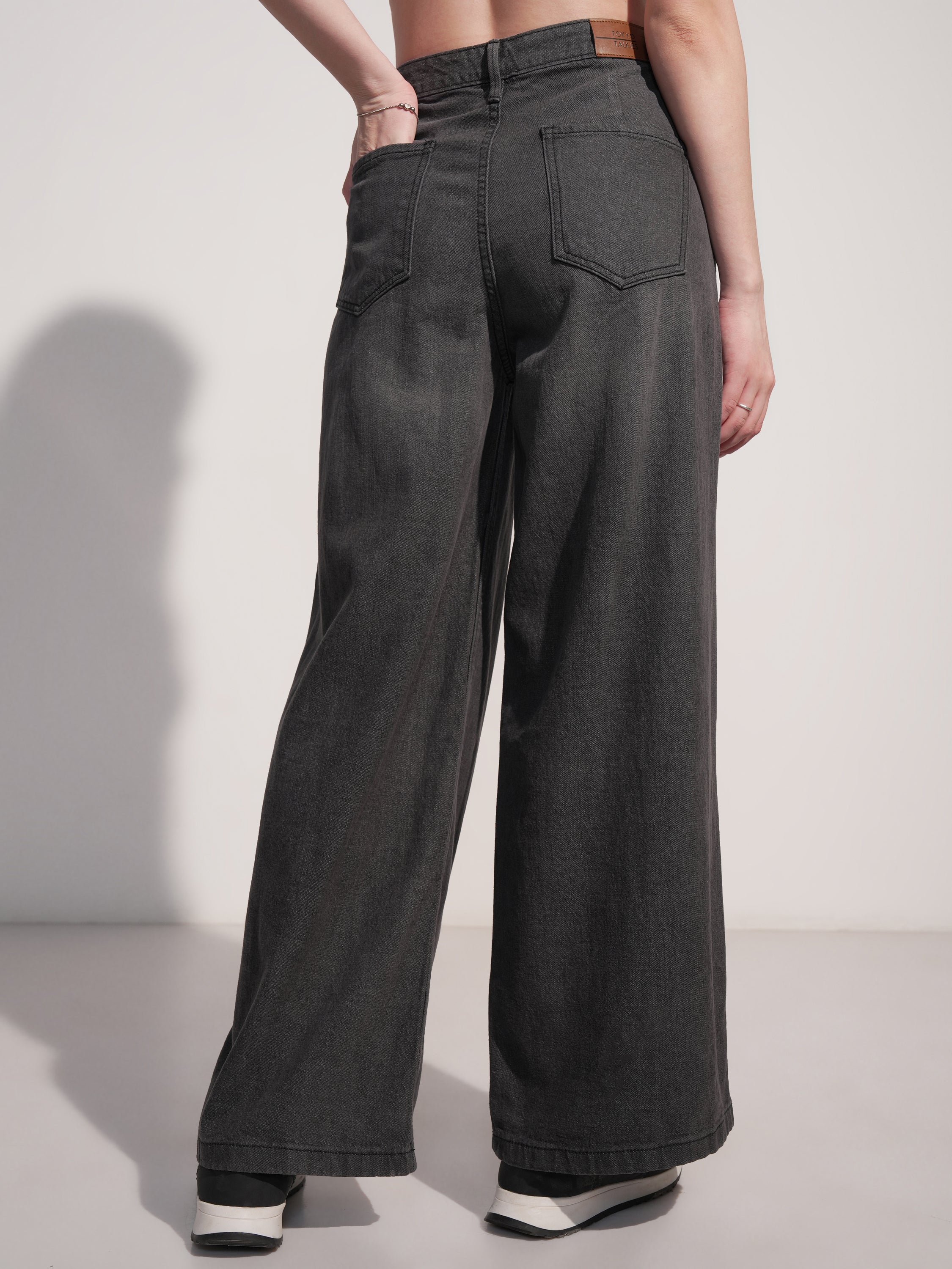 Tokyo Talkies Women Grey Wide Leg Jeans - Grey - Image 3