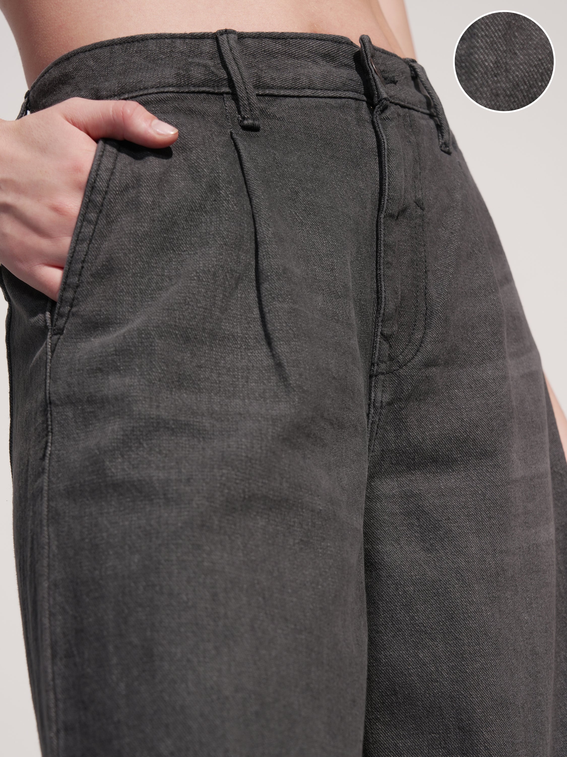 Tokyo Talkies Women Grey Wide Leg Jeans - Grey - Image 5