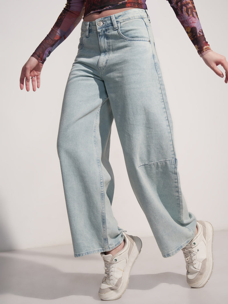 Tokyo Talkies Women Blue Wide Leg Jeans - Blue - Image 1