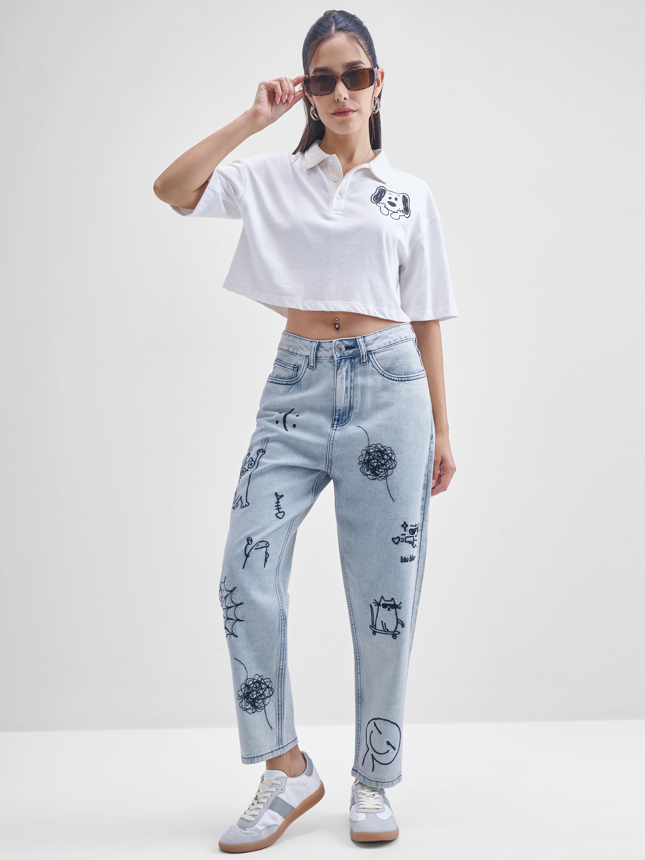 Tokyo Talkies Women Blue Mom Fit Stretchable Jeans - Blue - Image 2