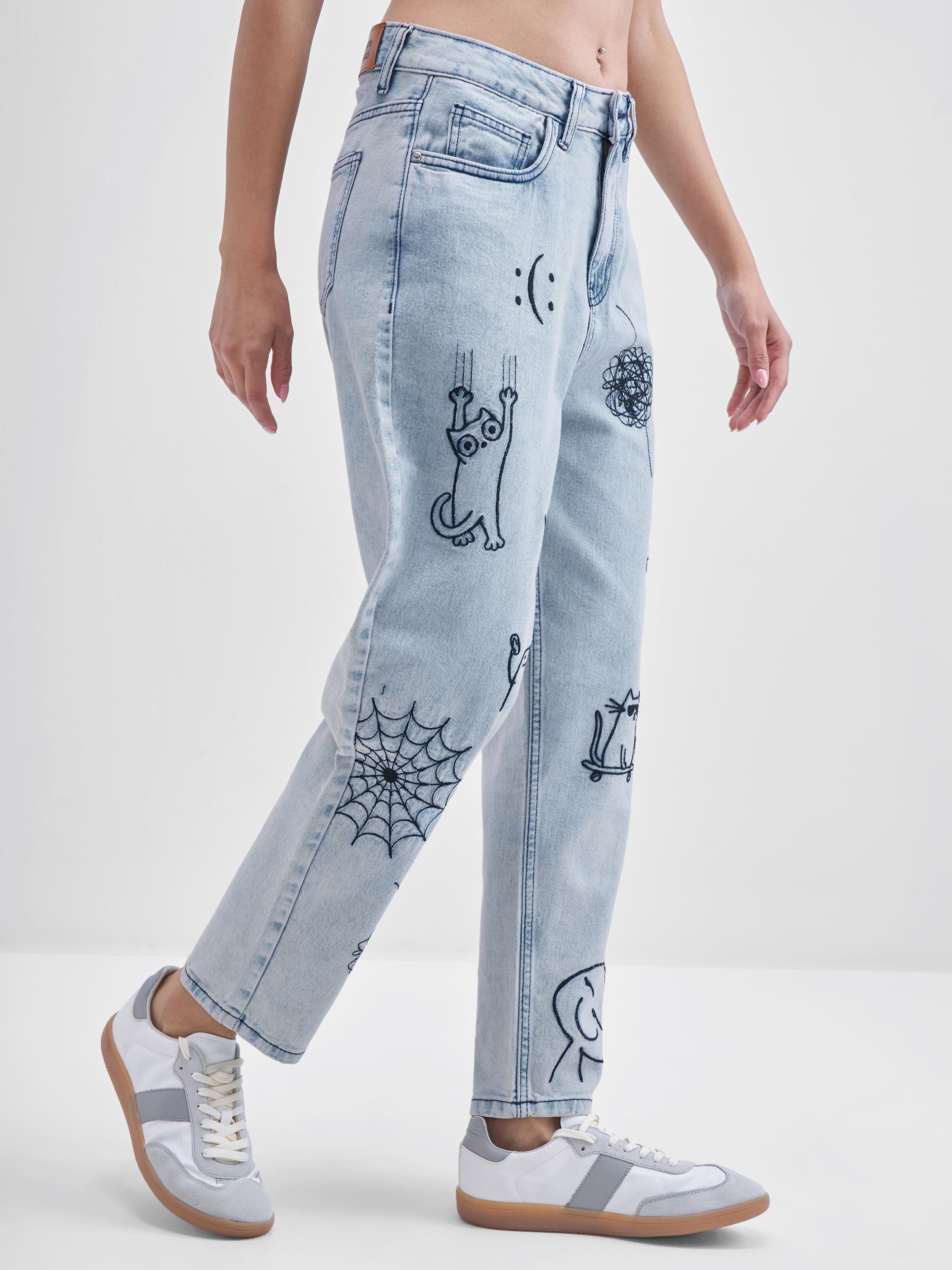 Tokyo Talkies Women Blue Mom Fit Stretchable Jeans - Blue - Image 6