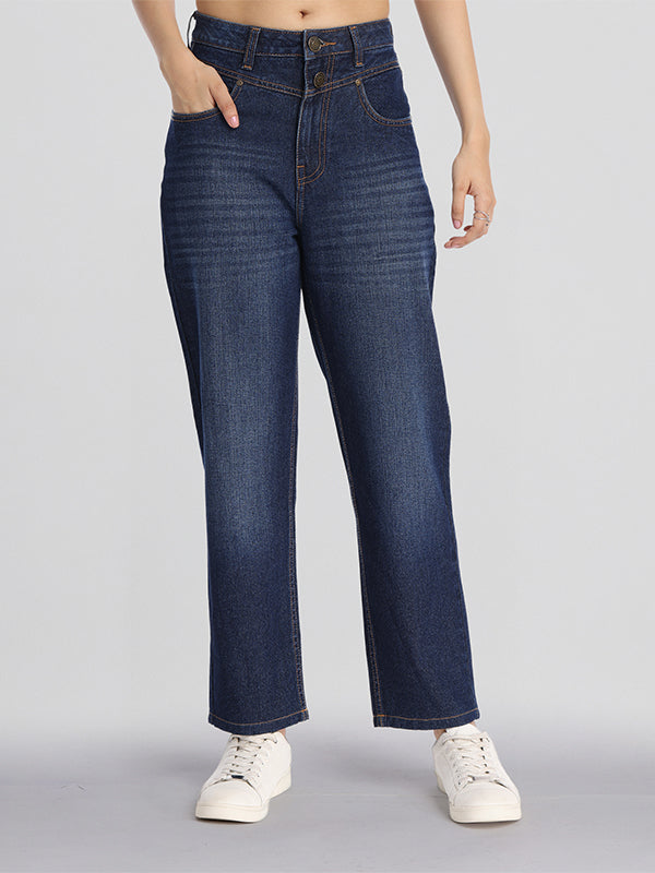 Street By Tokyo Talkies Women Blue Mom Fit Stretchable Jeans - Blue - Image 1
