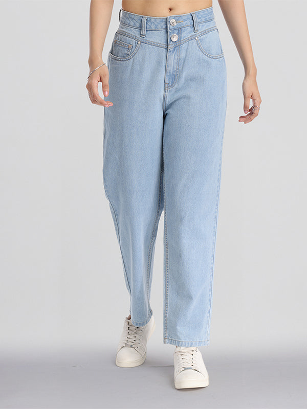 Street By Tokyo Talkies Women Blue Mom Fit Stretchable Jeans - Blue - Image 1