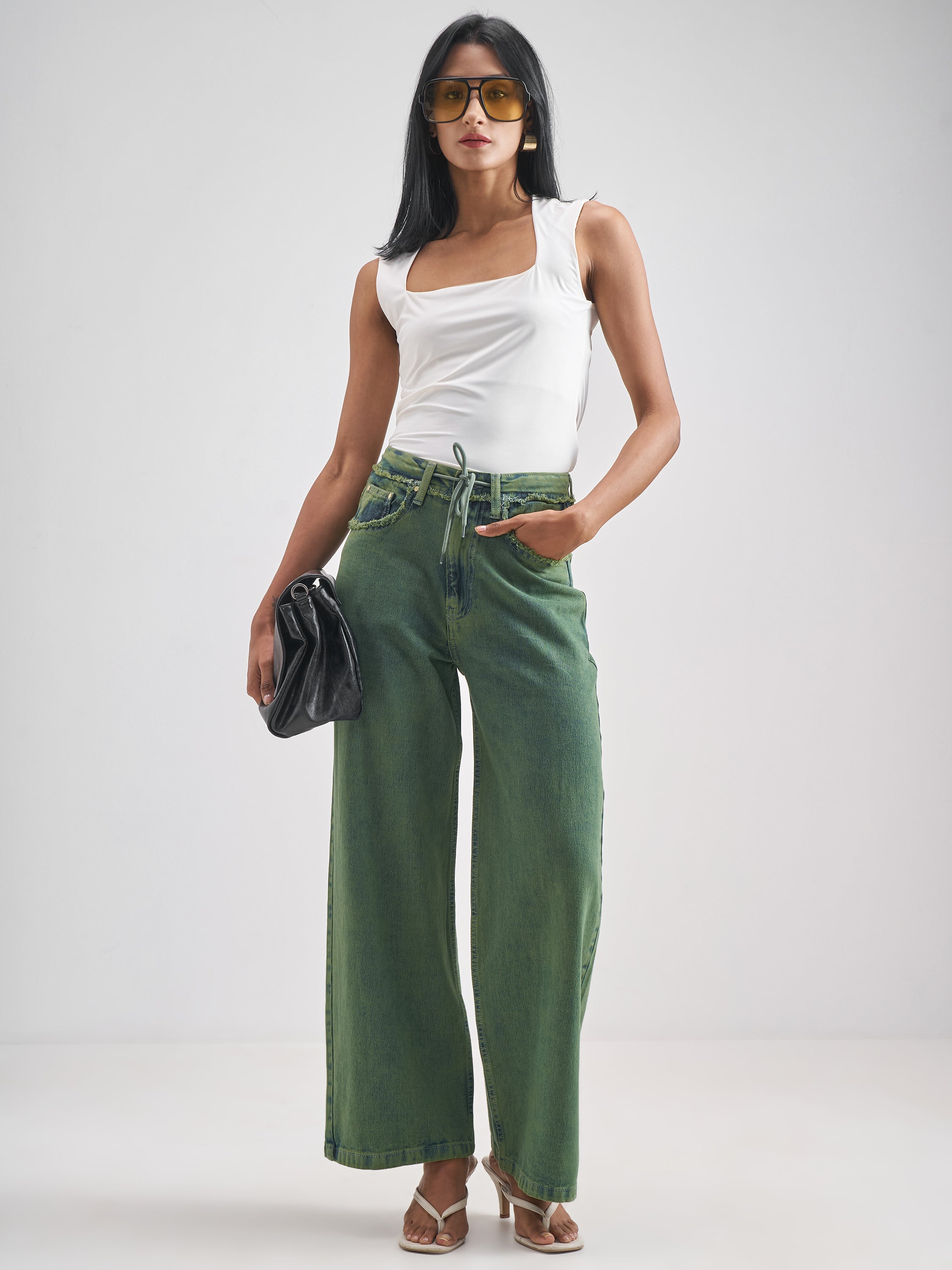 Street By Tokyo Talkies Women Green Loose Fit Jeans - Green - Image 2