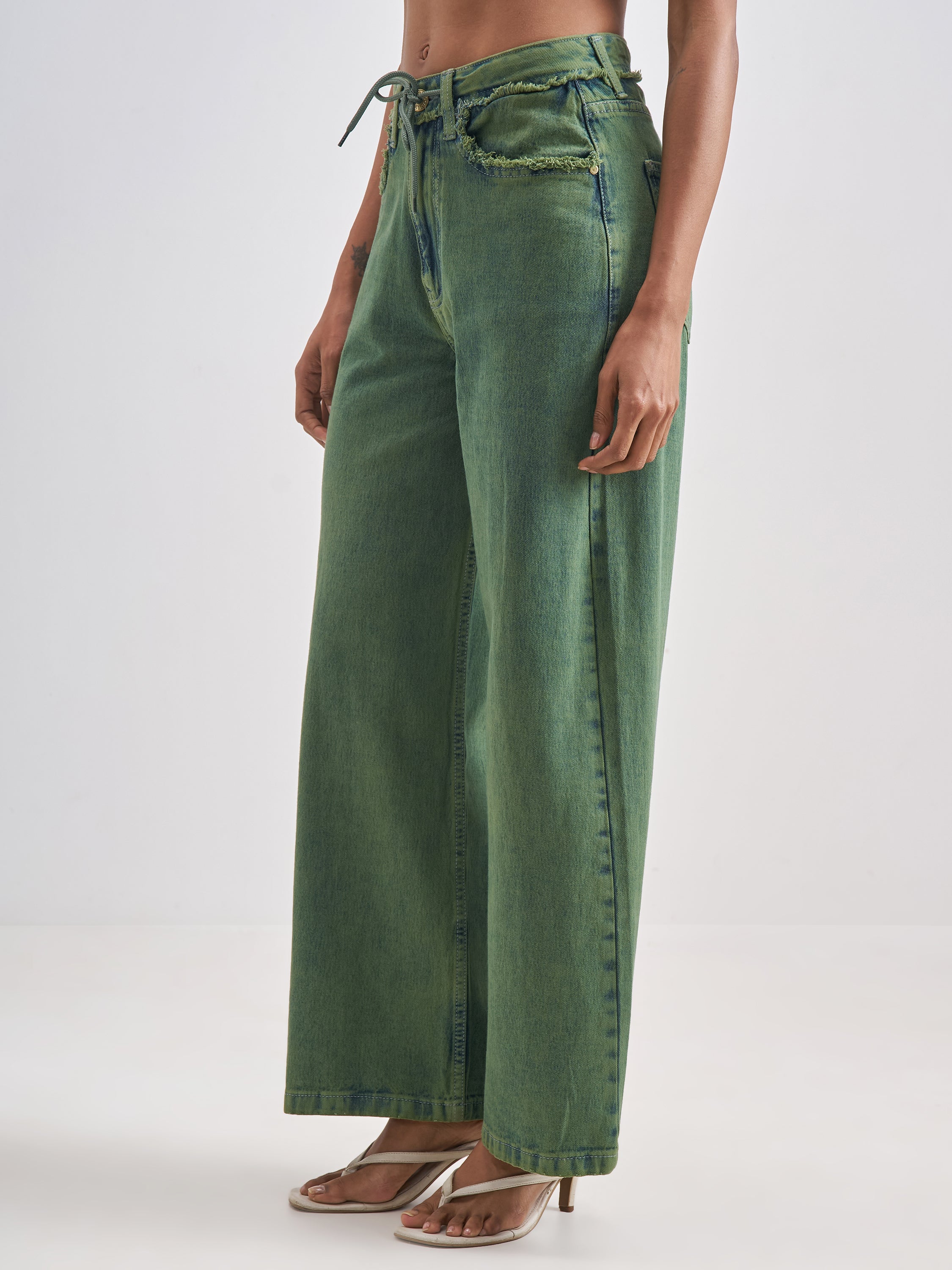 Street By Tokyo Talkies Women Green Loose Fit Jeans - Green - Image 4