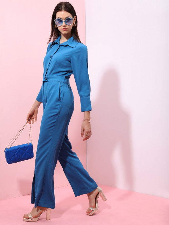 Tokyo Talkies Women Blue Solid Jumpsuit - Blue - Image 1