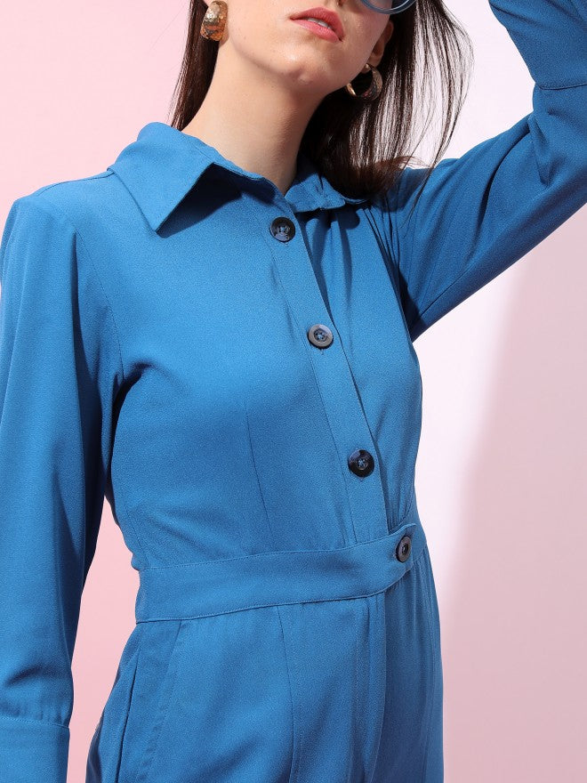 Tokyo Talkies Women Blue Solid Jumpsuit - Blue - Image 5