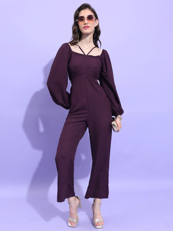 Tokyo Talkies Women Purple Solid Jumpsuit - Purple - Image 1
