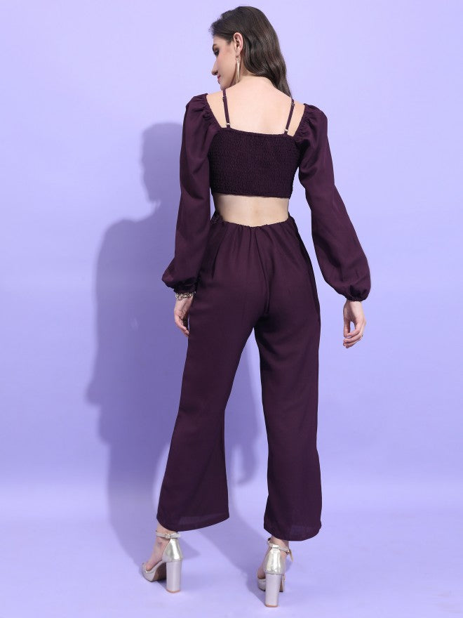 Tokyo Talkies Women Purple Solid Jumpsuit - Purple - Image 3