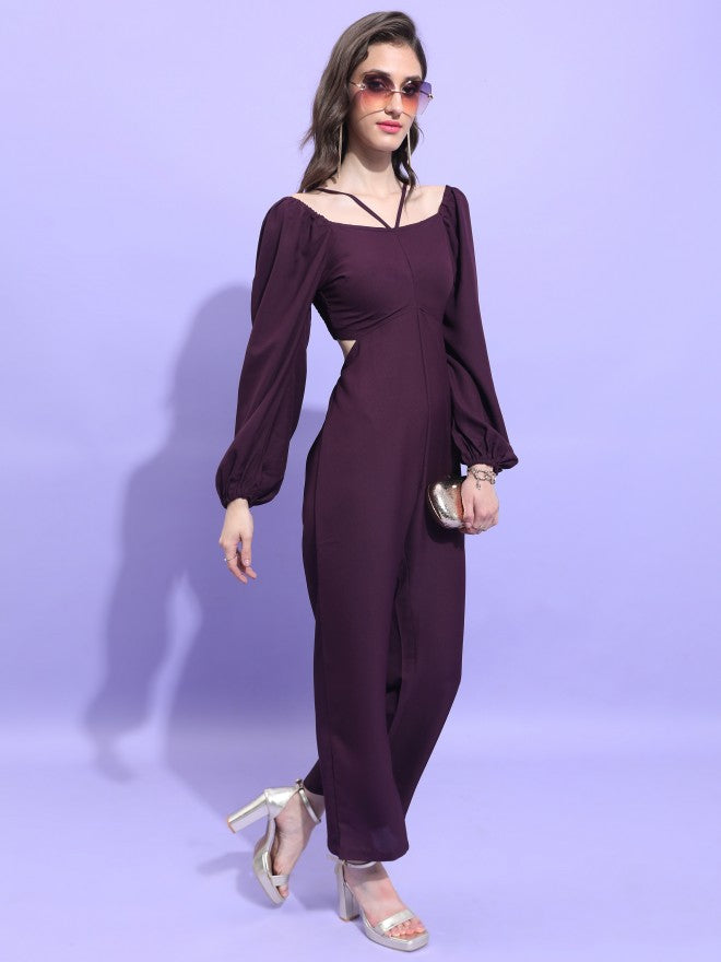 Tokyo Talkies Women Purple Solid Jumpsuit - Purple - Image 4
