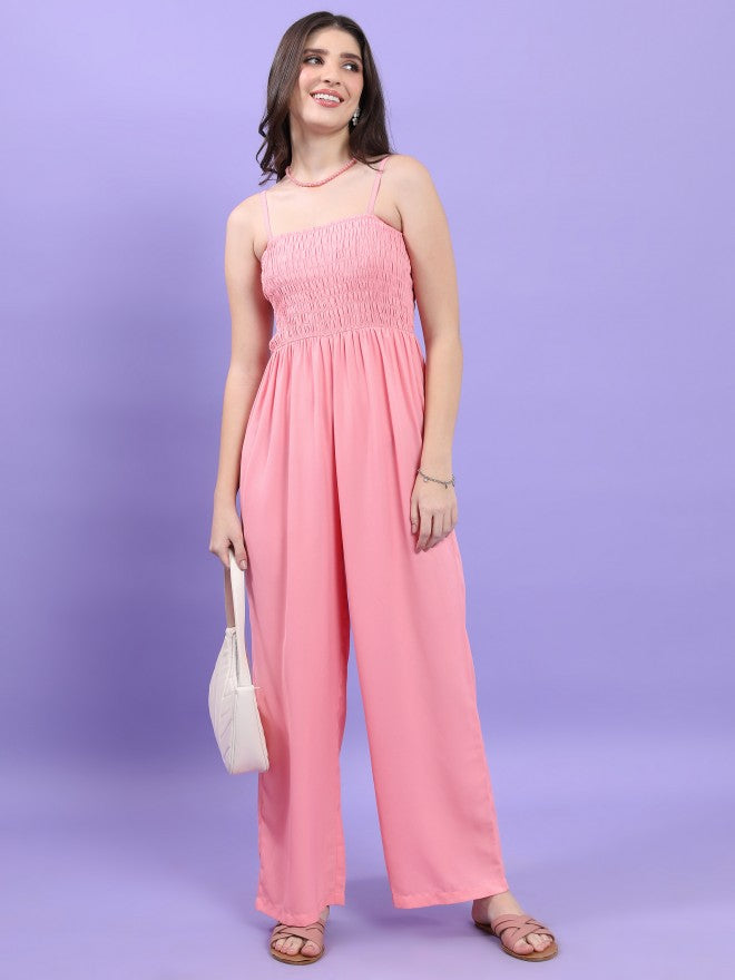 Tokyo Talkies Women Pink Solid Jumpsuit - Pink - Image 1
