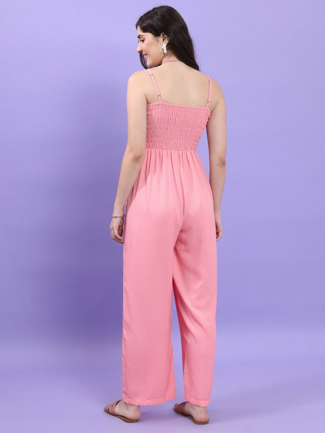 Tokyo Talkies Women Pink Solid Jumpsuit - Pink - Image 3