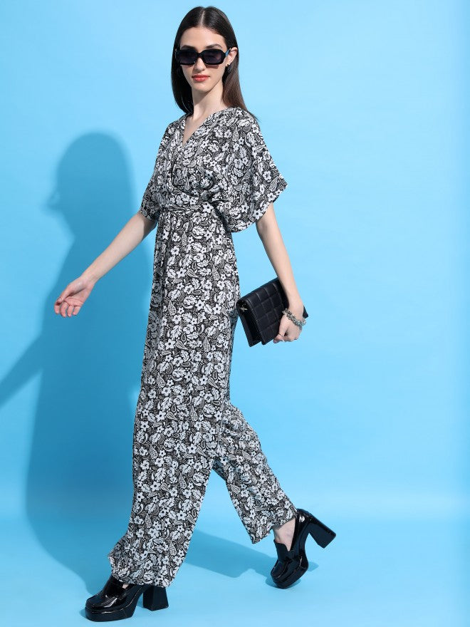 Tokyo Talkies Women Black Printed Jumpsuit - Black - Image 1