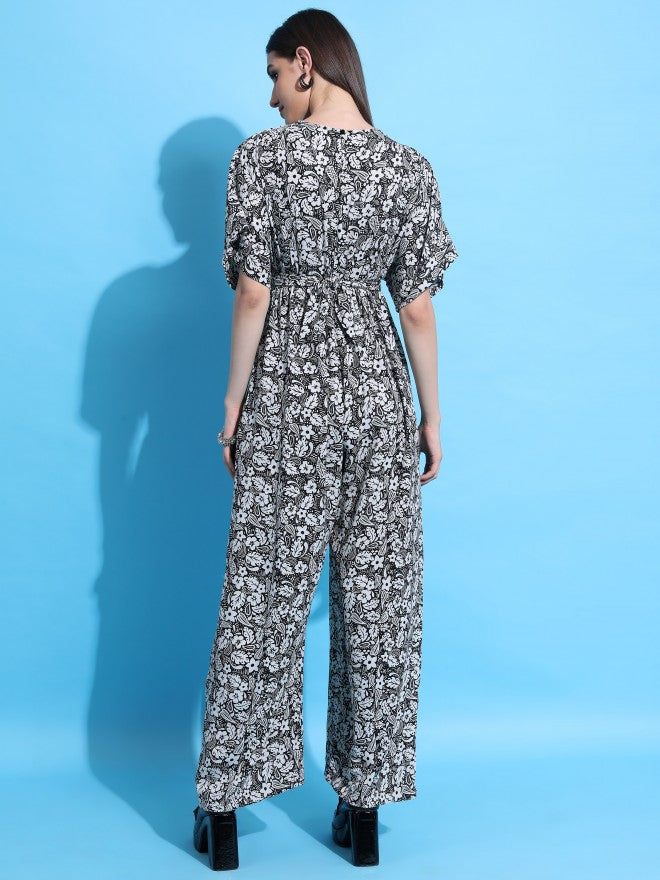 Tokyo Talkies Women Black Printed Jumpsuit - Black - Image 3