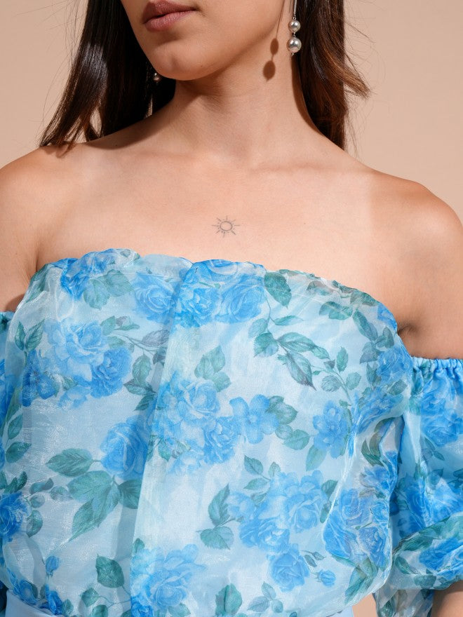 Tokyo Talkies Women Blue Printed Jumpsuit - Blue - Image 5