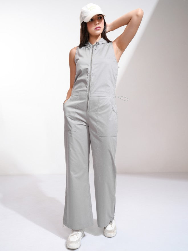 Tokyo Talkies Women Grey Solid Jumpsuit - Grey - Image 2
