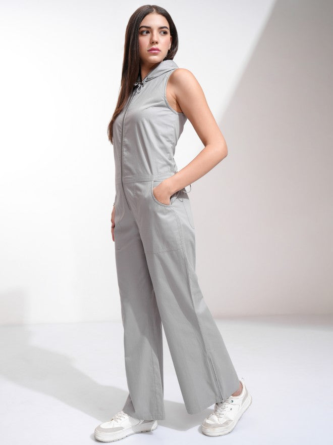 Tokyo Talkies Women Grey Solid Jumpsuit - Grey - Image 4