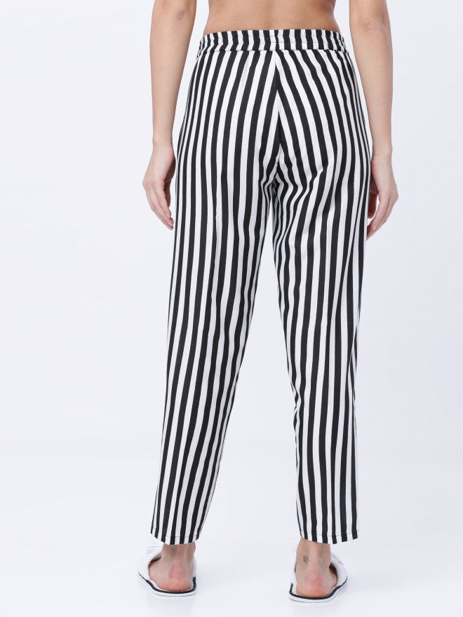 Black & White Striped Lounge Pant - Black - Image 3