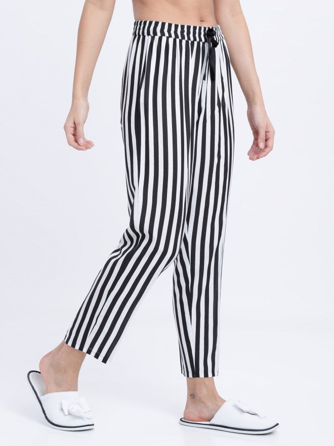 Black & White Striped Lounge Pant - Black - Image 6