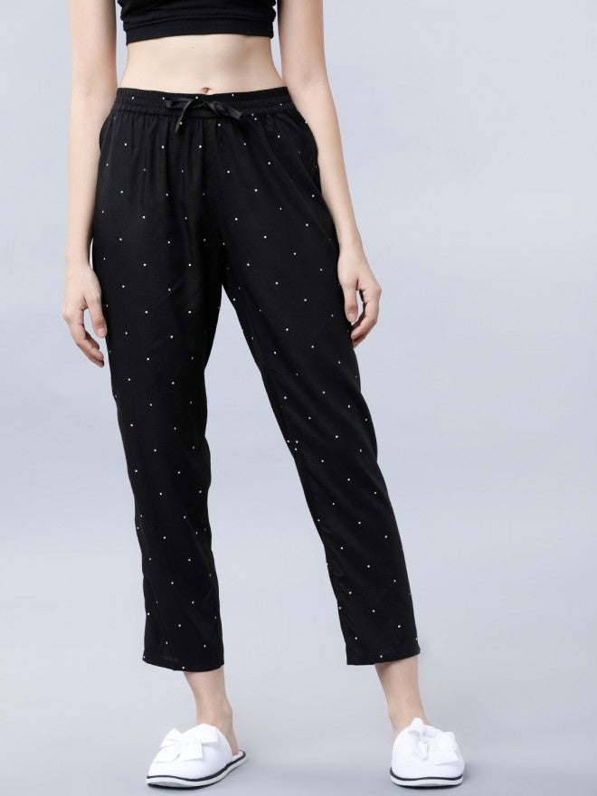 Black & White Printed Lounge Pant - Black - Image 1