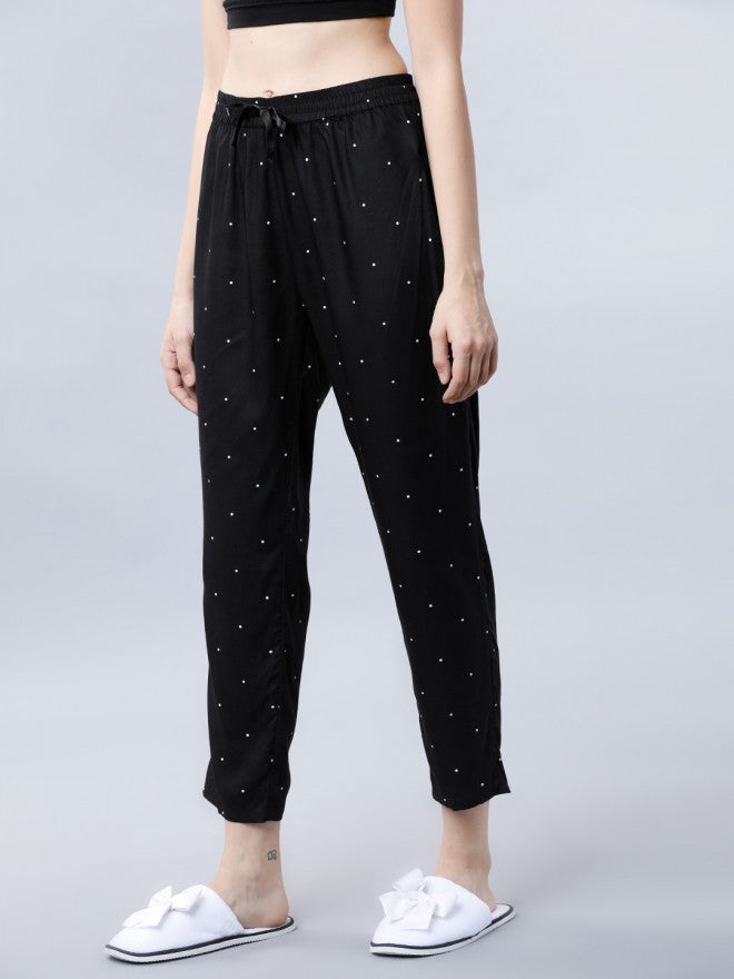 Black & White Printed Lounge Pant - Black - Image 2