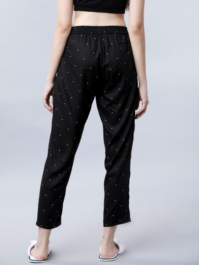 Black & White Printed Lounge Pant - Black - Image 3