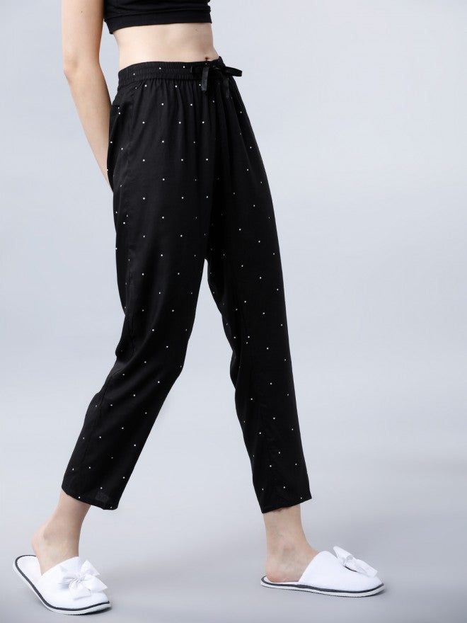 Black & White Printed Lounge Pant - Black - Image 4