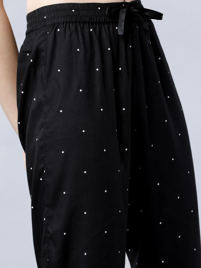 Black & White Printed Lounge Pant - Black - Image 5