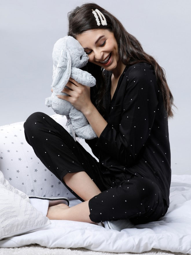 Black & White Printed Lounge Pant - Black - Image 6