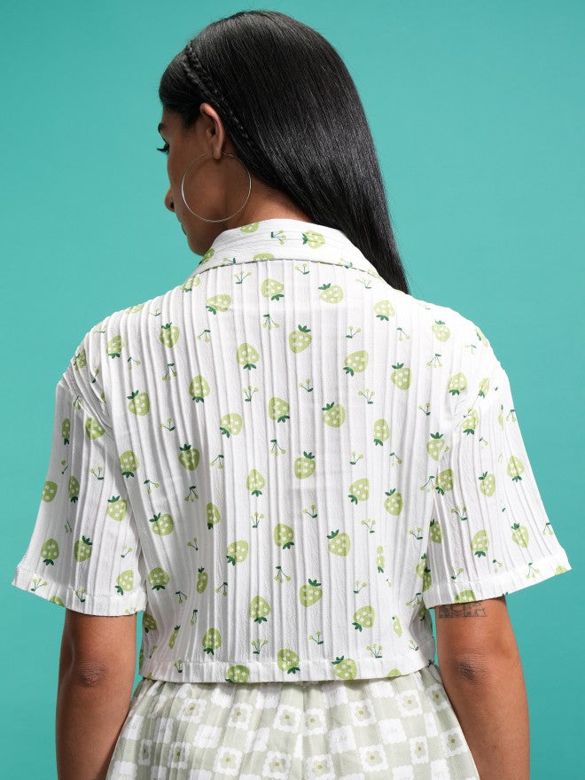 Tokyo Talkies Women Green Printed Casual Shirt - Green - Image 3