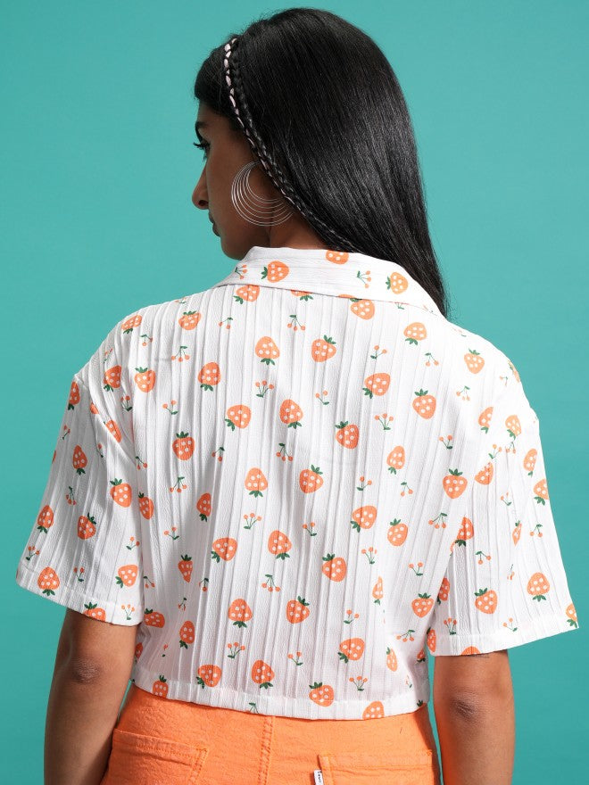Tokyo Talkies Women Orange Printed Casual Shirt - Orange - Image 3