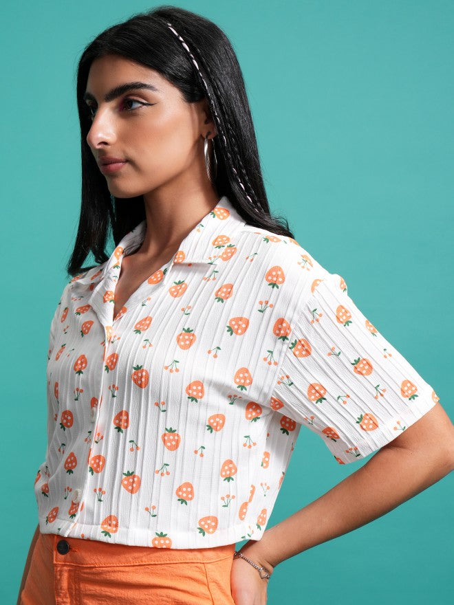 Tokyo Talkies Women Orange Printed Casual Shirt - Orange - Image 4