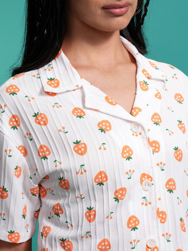 Tokyo Talkies Women Orange Printed Casual Shirt - Orange - Image 5