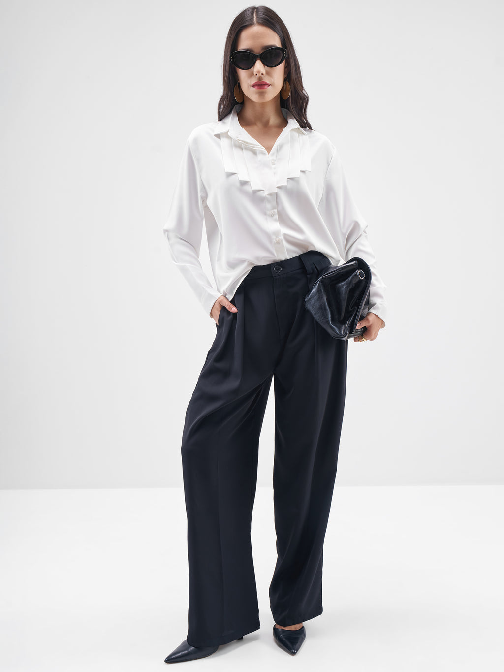 Chic By Tokyo Talkies Women White Solid Casual Shirt - White - Image 2