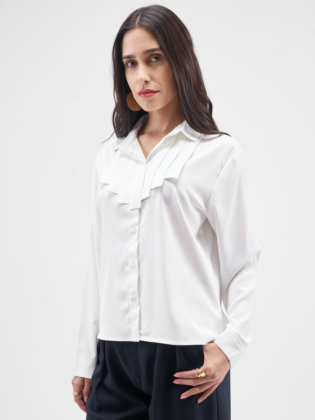 Chic By Tokyo Talkies Women White Solid Casual Shirt - White - Image 4